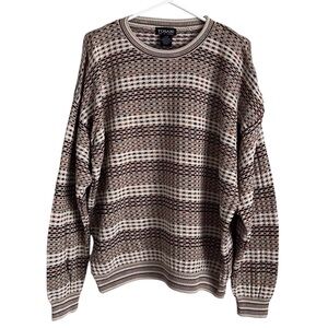 Vintage Tosani Mulitcolor Sweater Crew Neck 80s Cosby Grandpa Tan Canada Large